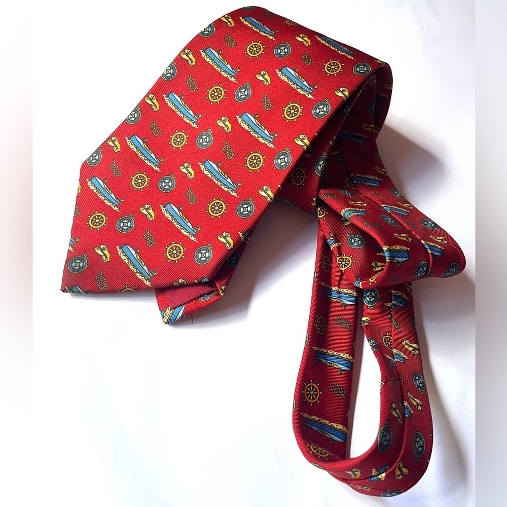 J. McLaughlin Red Silk Boat Tie - England